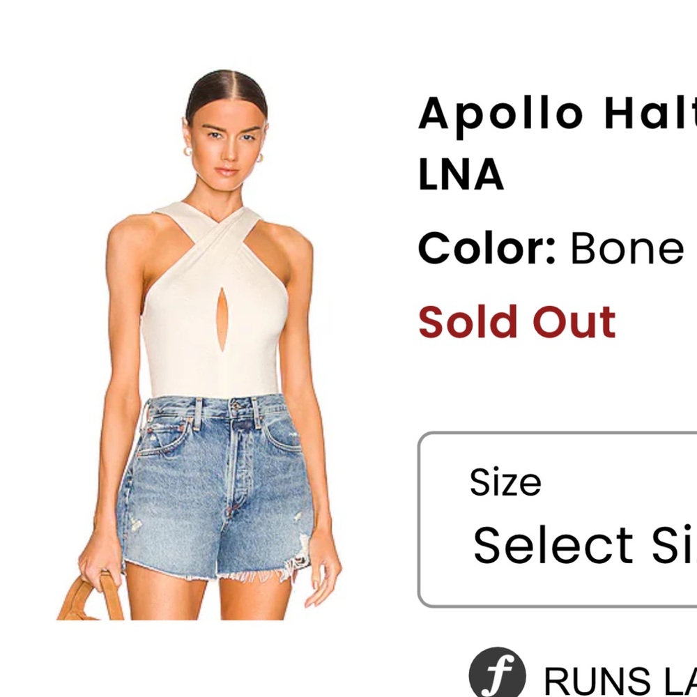 NWT LNA Women's Apollo Halter Top - Ivory size Medium